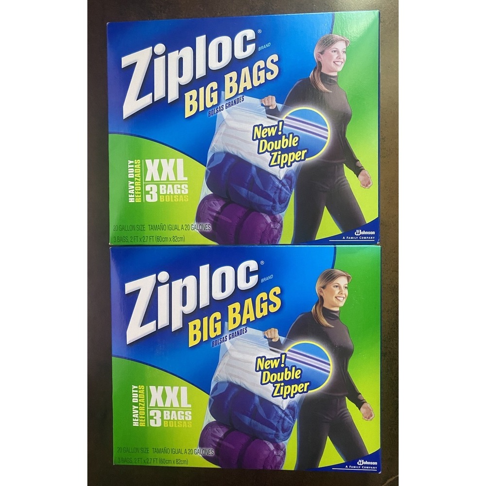 2 ZIPLOC Big Bags Heavy Duty XXL 3 Bags - 2005 - New Sealed - DISCONTINUED